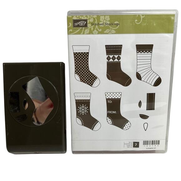Stampin Up STITCHED STOCKINGS Coordinating Punch Christmas Winter Retired XL - Picture 1 of 11